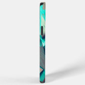 Blaue oder cyanfarbene Streifen über rustikalem rö iPhone Hülle (Rechte Seite)