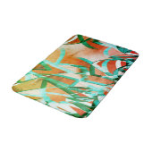 Blaue oder cysche Streifen über rustikal rötlich-o Badematte (Schrägansicht)