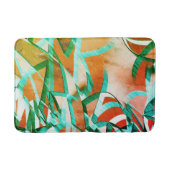 Blaue oder cysche Streifen über rustikal rötlich-o Badematte (Vorderseite)