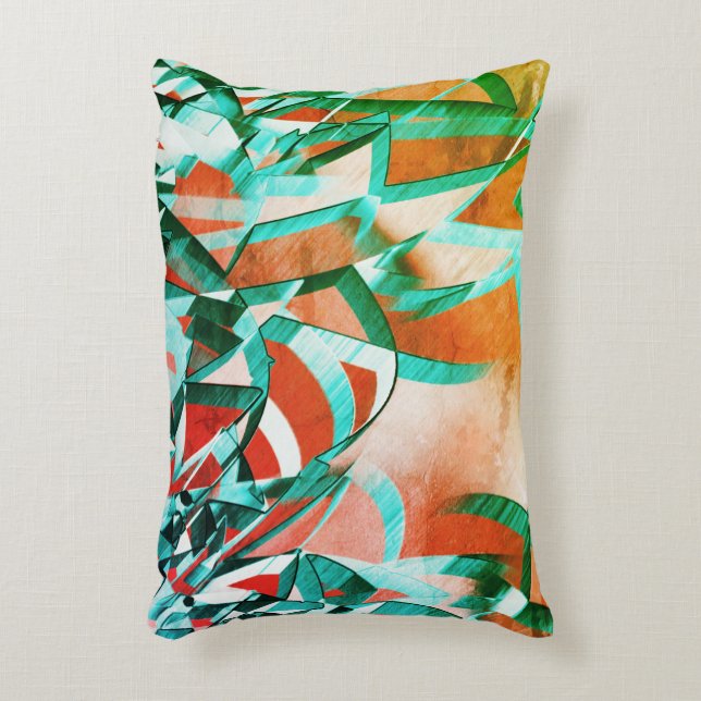 Blaue oder cysche Streifen über rustikal rötlich-o Dekokissen (Vorderseite(Vertikal))