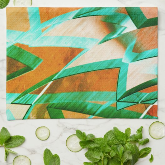 Blaue oder cysche Streifen über rustikal rötlich-o Geschirrtuch (Gefaltet)