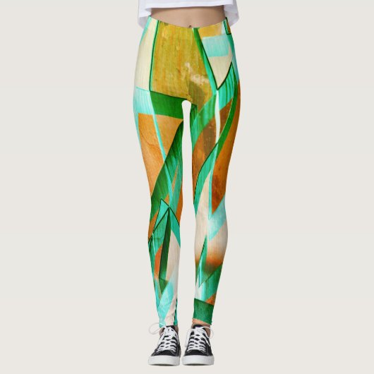 Blaue oder cysche Streifen über rustikal rötlich-o Leggings (Vorderseite)