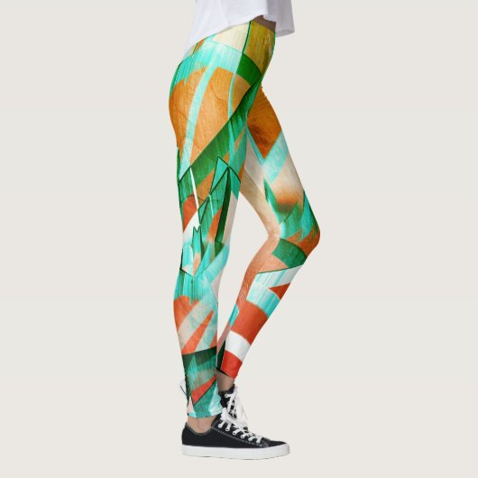 Blaue oder cysche Streifen über rustikal rötlich-o Leggings (Rechts)