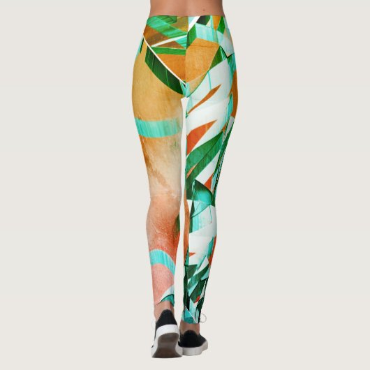 Blaue oder cysche Streifen über rustikal rötlich-o Leggings (Rückseite)