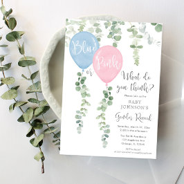 Blaue oder rosa Ballons, Grüne und Genus Einladung