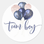 Blaue oder rosa Ballons zeigen Teamboy Runder Aufkleber (Vorderseite)