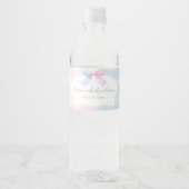Blaue oder rosa Gingham Bow Genewater Flasche Labe Wasserflaschenetikett (Vorderseite)
