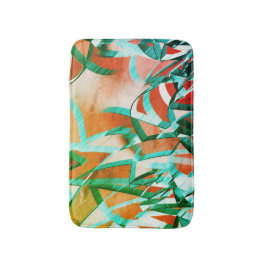 Blaue oder zyklische Streifen über rustikal rötlic Badematte