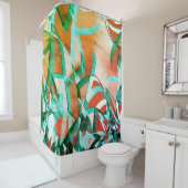 Blaue oder zyklische Streifen über rustikal rötlic Duschvorhang (Beispiel)