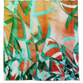 Blaue oder zyklische Streifen über rustikal rötlic Duschvorhang (Vorderseite)