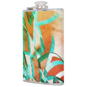 Blaue oder zyklische Streifen über rustikal rötlic Flachmann (Links)