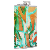 Blaue oder zyklische Streifen über rustikal rötlic Flachmann (Rechts)