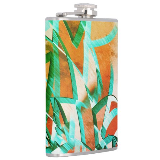 Blaue oder zyklische Streifen über rustikal rötlic Flachmann (Rechts)