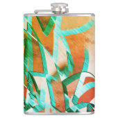 Blaue oder zyklische Streifen über rustikal rötlic Flachmann (Vorderseite)