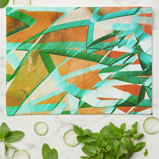 Blaue oder zyklische Streifen über rustikal rötlic Geschirrtuch (Gefaltet)