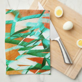 Blaue oder zyklische Streifen über rustikal rötlic Geschirrtuch (Viertel Falte)