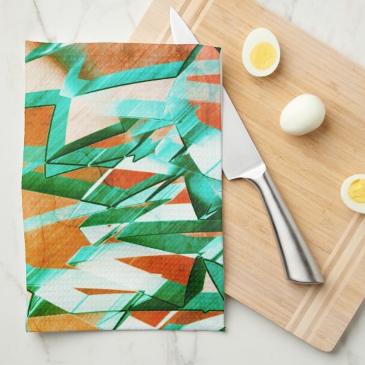 Blaue oder zyklische Streifen über rustikal rötlic Geschirrtuch (Viertel Falte)