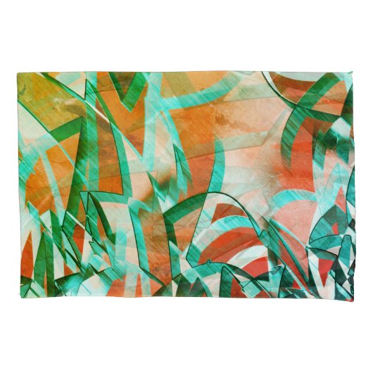 Blaue oder zyklische Streifen über rustikal rötlic Kissenbezug (Vorderseite-Links)