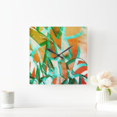 Blaue oder zyklische Streifen über rustikal rötlic Quadratische Wanduhr (Zuhause)