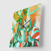 Blaue oder zyklische Streifen über rustikal rötlic Quadratische Wanduhr (Winkel)