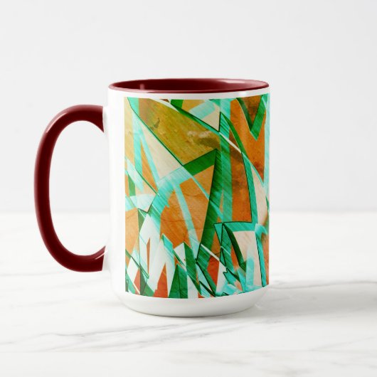 Blaue oder zyklische Streifen über rustikal rötlic Tasse (Links)