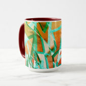 Blaue oder zyklische Streifen über rustikal rötlic Tasse (Vorderseite Links)