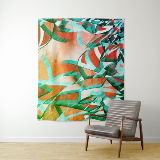 Blaue oder zyklische Streifen über rustikal rötlic Wandteppich (Beispiel)