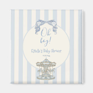Blaue Oh Junge Schiebkarussell Vintage Baby Shower Magnet