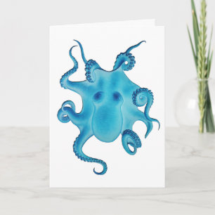 Blaue Oktopus-Freund-Geburtstagskarte Kraken Meer Karte