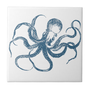 blaue Oktopus-Kachel Fliese