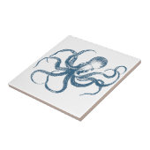 blaue Oktopus-Kachel Fliese (Seite)