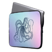 Blaue Oktopus mit rosa und blauem Ober Laptopschutzhülle (Vorderseite Links)