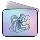 Blaue Oktopus mit rosa und blauem Ober Laptopschutzhülle (Vorderseite)