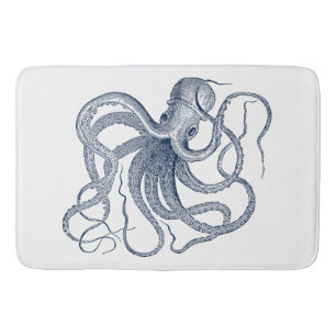 Blaue Oktopus-nautische Abbildung Badematte
