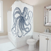 Blaue Oktopus-nautische Abbildung Duschvorhang (Beispiel)