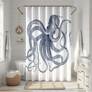 Blaue Oktopus-nautische Abbildung Duschvorhang