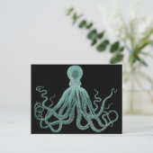 Blaue Oktopus Postkarte (Stehend Vorderseite)