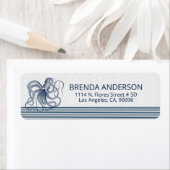 Blaue Oktopus und Streifen auf Weiß (Insitu)