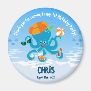 Blaue Oktopus unter der Geburtstagsparty des Sea B Magnet