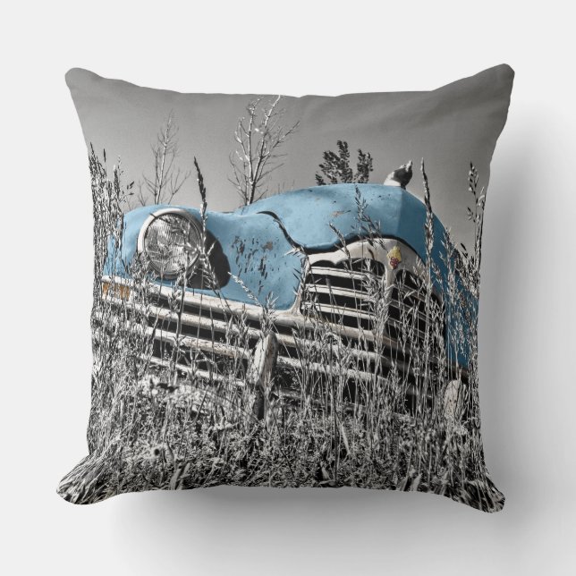 blaue Oldtimer Kissen (Vorderseite)