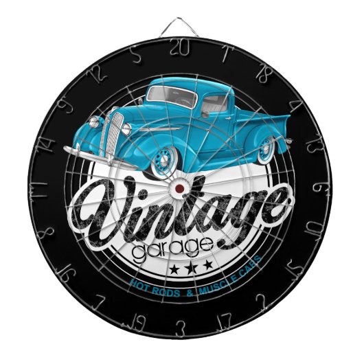 Blaue Oldtimer-LKWs Dartscheibe (vorne)