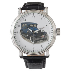 Blaue Oldtimer-Uhr Armbanduhr
