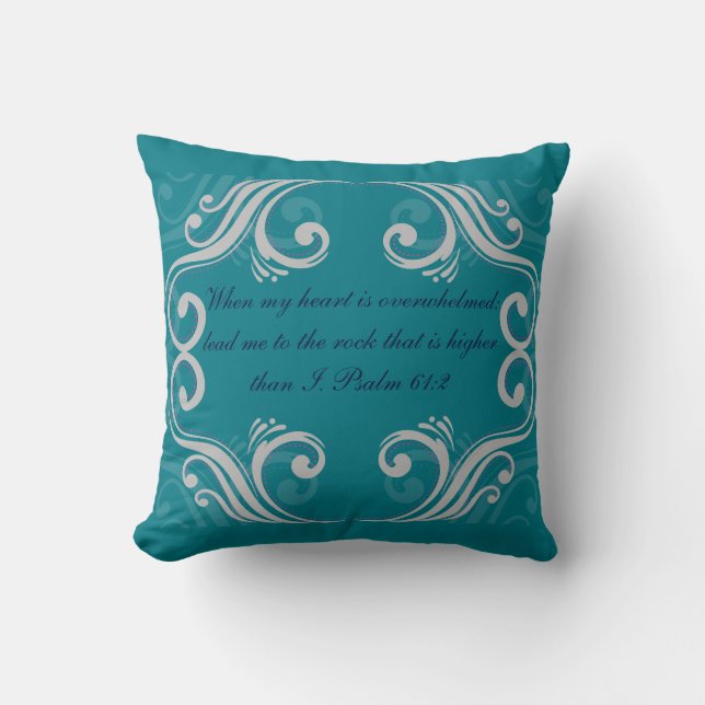 Blaue/Olivpsalm 61:2 Reversible Pillow Kissen (Vorderseite)