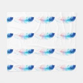Blaue Ombre-Feder-Wasserfarbe Fleecedecke (Vorderseite (Horizontal))