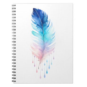 Blaue Ombre-Feder-Wasserfarbe Notizblock