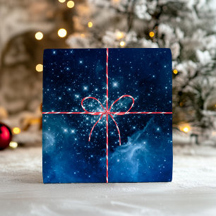 Blaue Ombre funkelnde Sterne Himmels-Mischung Geschenkpapier Set