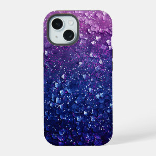 Blaue Ombre Lila Glitzer Mädchencase iPhone 15 Hülle