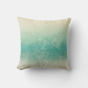 Blaue Ombre-Meeresküste und cremige gesprenkelte S Kissen