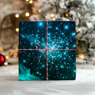 Blaue Ombre-Sternenexplosion Himmelsfeuerwerk Geschenkpapier Set