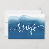 Blaue Ombre Wasserfarbe Wave Handschrift RSVP Karte (Rückseite)